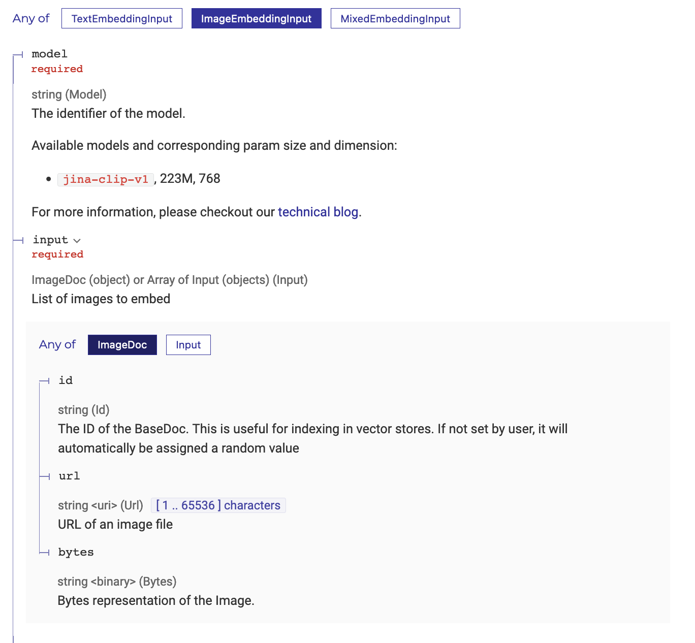 Screenshot of Jina API Docs